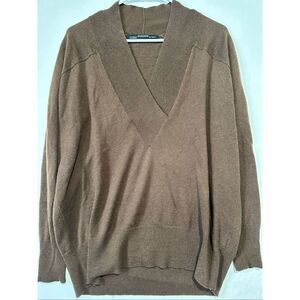 ALL SAINTS V-Neck Chocolate V-Neck Wool/Cashmere Sweater, Size Small